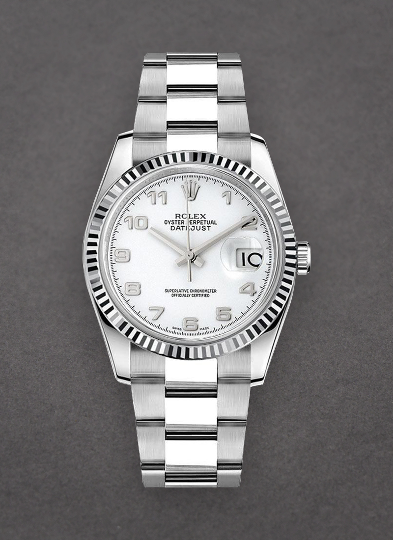 Rolex Unworn Datejust 36mm in Steel and White Gold with Fluted Bezel