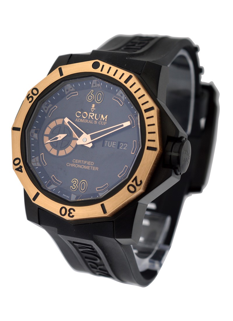 Corum Admirals Cup Seafender Deep in Black PVD with Rose Gold Bezel
