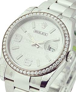 Datejust 36mm in Steel with Diamond Bezel on Steel Oyster Bracelet with Silver Wave Dial