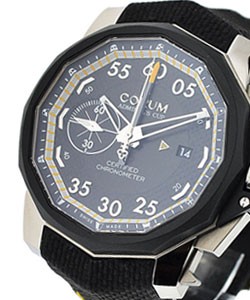 Admirals Cup Seafender 48 Chrono Centro in Titanium with Rubber Bezel on Black Fabric Strap with Black Dial