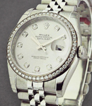 Datejust 36mm in Steel with Diamond Bezel on Steel Jubilee Bracelet with Silver Diamond Dial