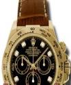 Daytona Cosmograph in Yellow Gold on Brown Crocodile Leather Strap with Black Diamond Dial