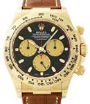 Daytona Cosmograph 40mm in Yellow Gold on Brown Crocodile Leather Strap with Black Stick Dial