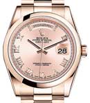 President Day-Date in Rose Gold with Smooth Bezel  on President Bracelet wit Pink roman Dial