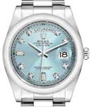 President Day Date 36mm in Platinum with Smooth Bezel on President Bracelet with Glacier Blue Diamond Dial