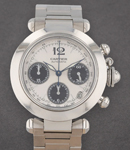 Pasha C Chronograph in Stainless Steel on Steel Bracelet with  Silver Panda Dial