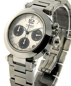 Pasha C Chronograph in Stainless Steel on Steel Bracelet with  Silver Panda Dial