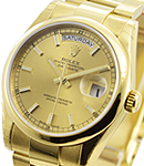 Day-Date President in Yellow Gold with Domed Bezel on Oyster Bracelet with Champagne Stick Dial