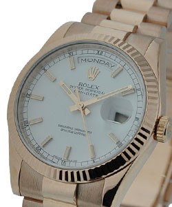 President Day-Date in Rose Gold on Rose Gold President Bracelet with White Stick Dial