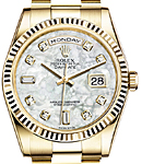 Day-Date President in Yellow Gold with Fluted Bezel on Bracelet with MOP Diamond Dial