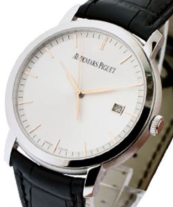 Jules Audemars Men's White Gold on Strap with Silver Dial