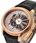 Millenary 4101 in Rose Gold on Brown Alligator Leather Strap  with Open Worked Skeleton Dial
