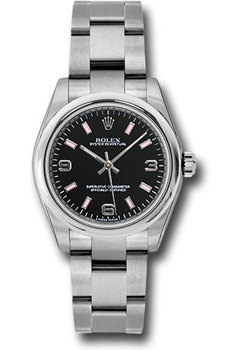 Oyster Perpetual 31mm Automatic in Steel on Steel Oyster Brecelet  with Black Stick Dial - Pink Index