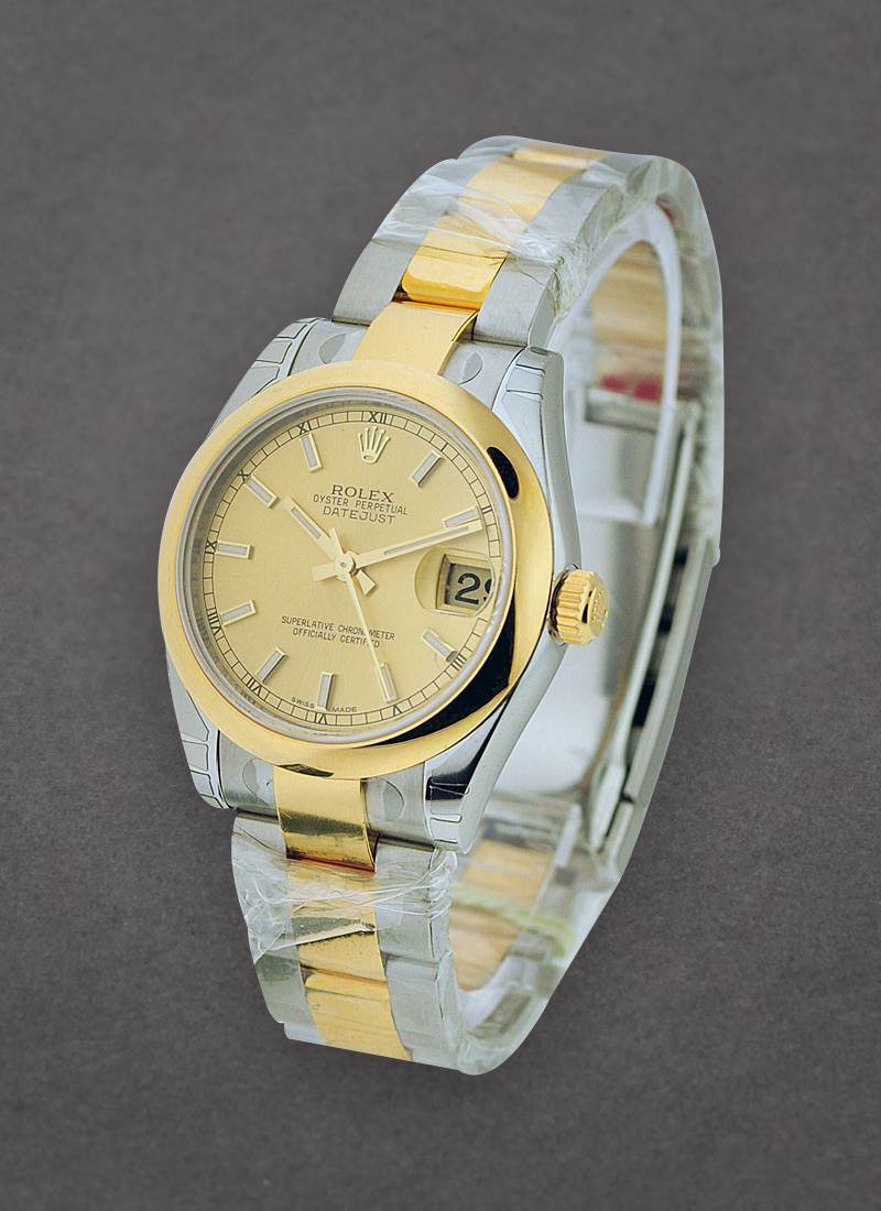 Rolex Unworn Datejust in Steel with Yellow Gold Domed Bezel