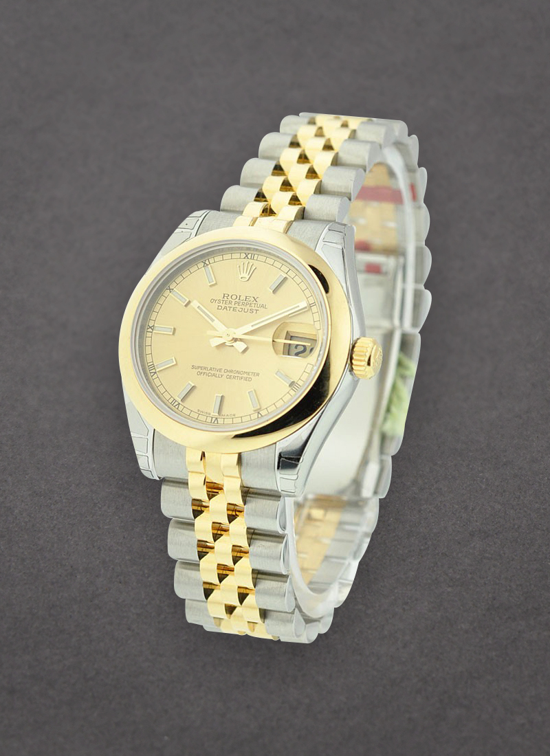 Rolex Unworn Datejust Mid Size 31mm in Steel with Yellow Gold Domed Bezel