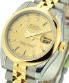 Datejust Mid Size 31mm in Steel with Yellow Gold Domed Bezel on Jubilee Bracelet with Champagne Index Dial
