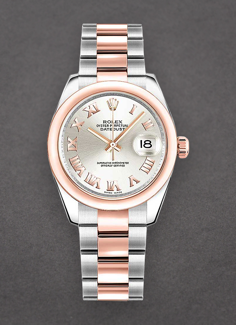 Rolex Unworn Datejust in Steel with Rose Gold Domed Bezel