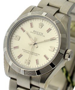 Oyster Perpetual 31mm Automatic in Steel with Engine Turn Bezel Steel Oyster Bracelet with Silver Index - Pink Accents