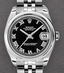 Datejust 31mm in Steel with Domed Bezel on Steel Jubilee Bracelet with  Black Roman Dial