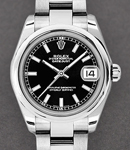 Mid Size DateJust 31mm in Steel with Domed Bezel on Steel Oyster Bracelet with Black Stick Dial