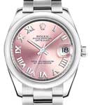 Datejust in Steel with Domed Bezel with Steel Oyster Bracelet with Pink Roman Dial