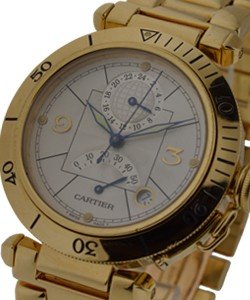  Cartier 18K Yellow Gold Pasha GMT on Bracelet  Ivory Dial Power Reserve