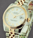 Mid Size Steel and Rose Gold Datejust Fluted Bezel - Jubilee Bracelet - Silver Roman Dial