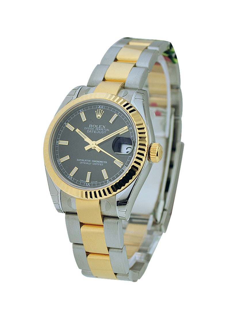 Rolex Unworn 2 -Tone Datejust Mid Size with Yellow Gold Fluted Bezel