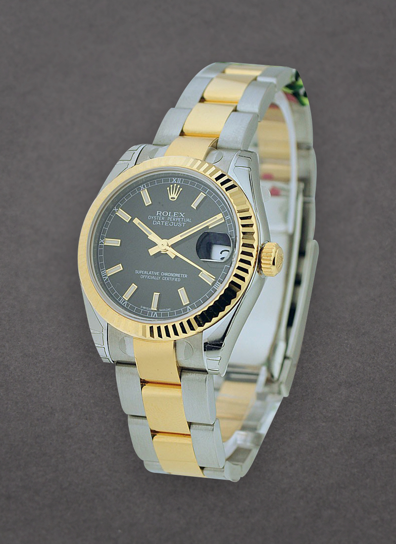 Rolex Unworn 2 -Tone Datejust Mid Size with Yellow Gold Fluted Bezel