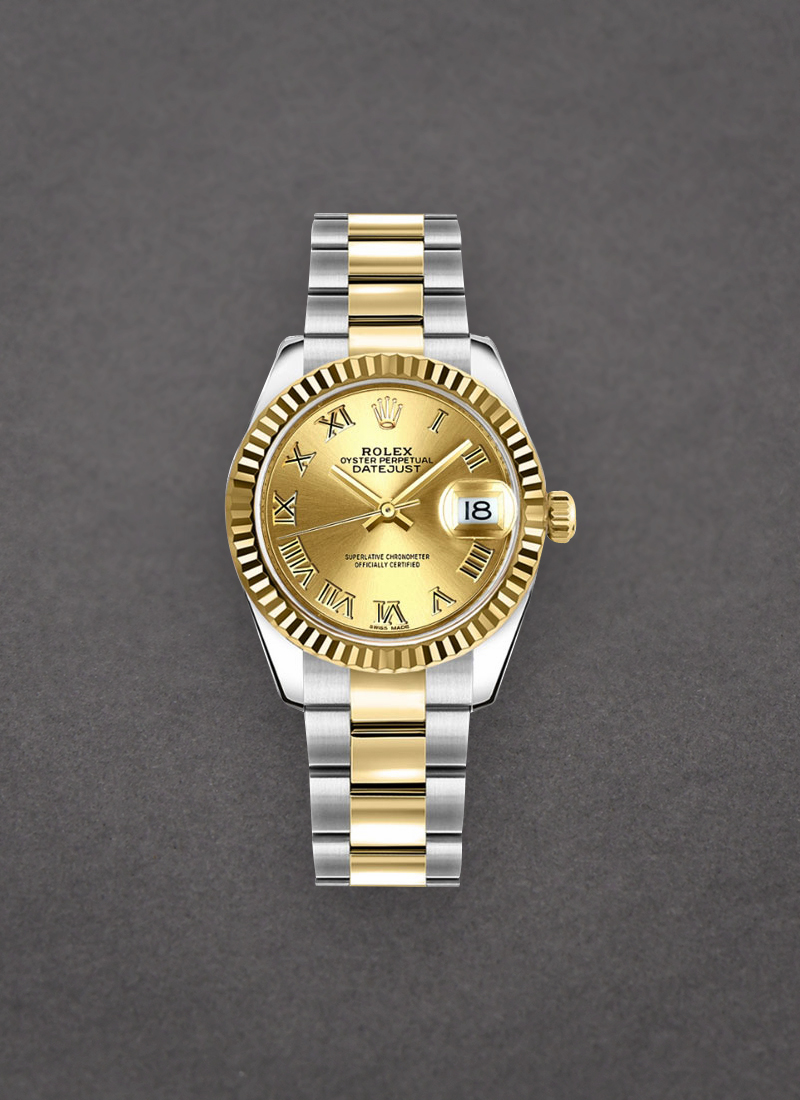 Rolex Unworn Datejust 31mm Mid Size in Steel with Yellow Gold Domed Bezel