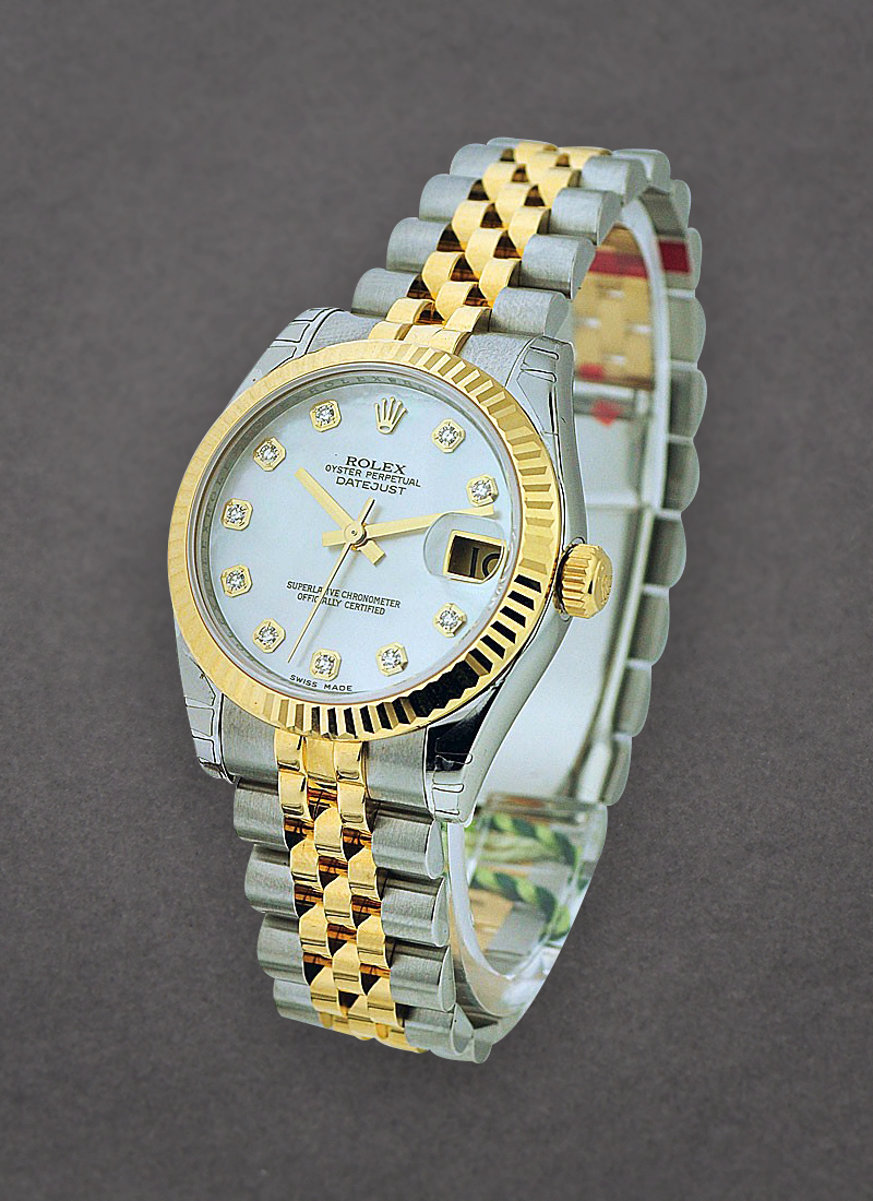 Rolex Unworn 31mm Midsize Datejust in Steel with Yellow Gold Fluted Bezel