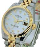 31mm Midsize Datejust in Steel with Yellow Gold Fluted Bezel on Jubilee Bracelet with MOP Diamond Dial