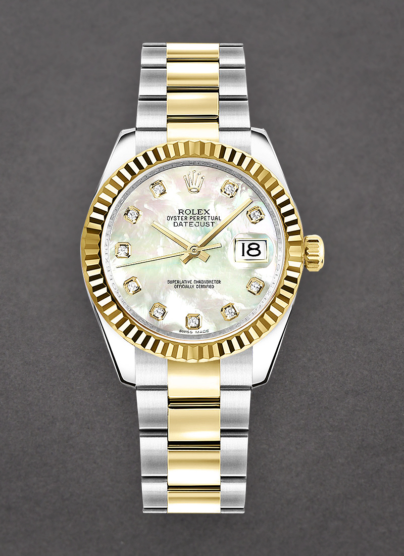 Rolex Unworn Datejust 31mm Midsize in Steel with Yellow Gold Domed Bezel