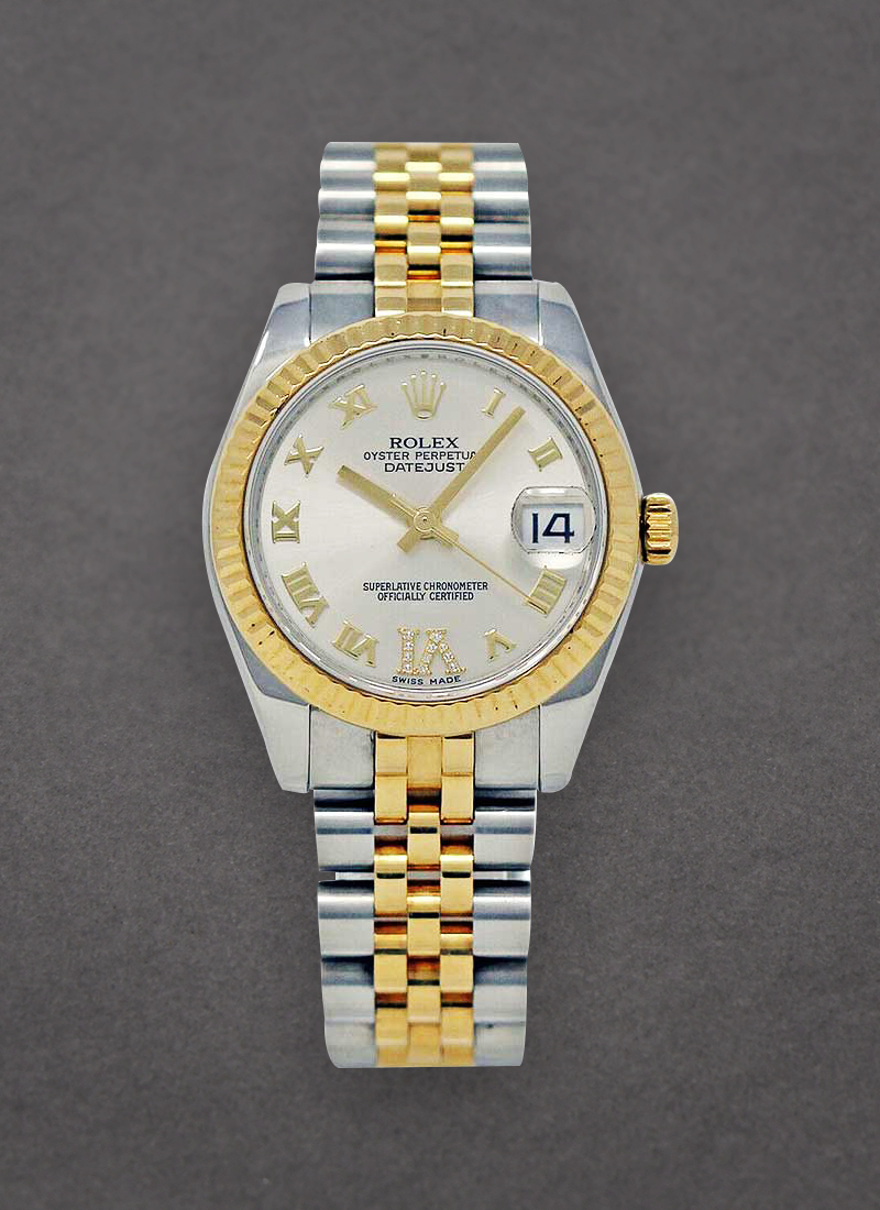 Rolex Unworn Midsize Datejust 31mm in Steel with Yellow Gold Fluted Bezel