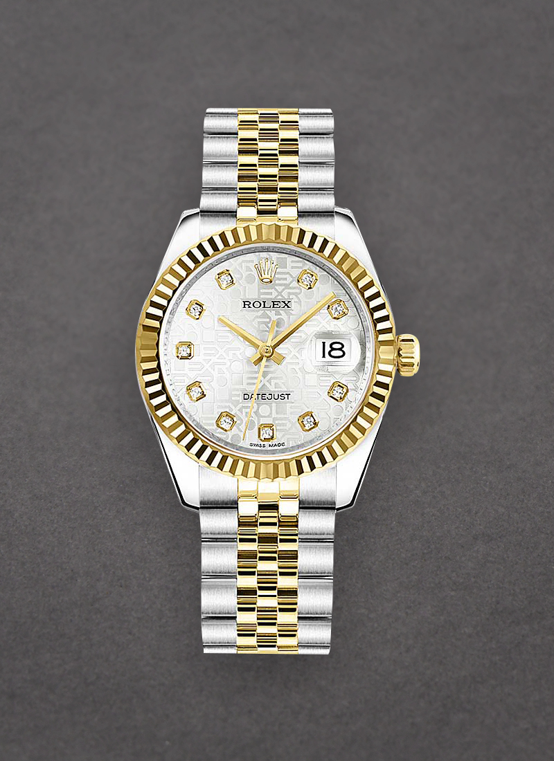 Rolex Unworn Datejust 31mm Mid Size in Steel with Yellow Gold Fluted Bezle