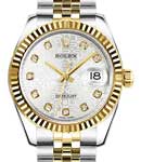 Datejust 31mm Mid Size in Steel with Yellow Gold Fluted Bezle on Jubilee Bracelet with Silver Jubilee Diamond Dial