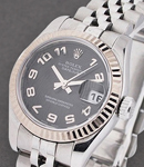 Datejust 31mm in Steel with Fluted Bezel on Steel Jubilee Bracelet with Black Concentric Arabic Dial