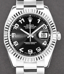 Datejust 31mm in Steel with Fluted Bezel on Steel Oyster Bracelet with Black Concentric Arabic Dial