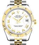 Datejust in Steel with Yellow Gold Diamond Bezel on Steel and Yellow Gold Jubilee Bracelet with White Roman Dial