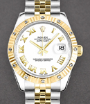 Datejust in Steel with Yellow Gold Diamond Bezel on Steel and Yellow Gold Jubilee Bracelet with White Roman Dial