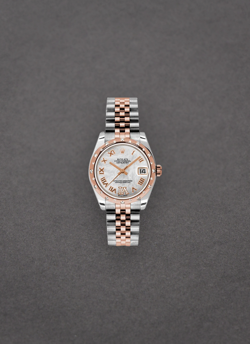 Rolex Unworn Datejust in Steel with Rose Gold Diamond Domed Bezel