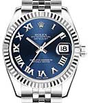 Mid Size Datejust 31mm in Steel with Fluted Bezel on Jubilee Bracelet with Blue Roman Dial