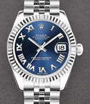 Mid Size Datejust 31mm in Steel with Fluted Bezel on Jubilee Bracelet with Blue Roman Dial