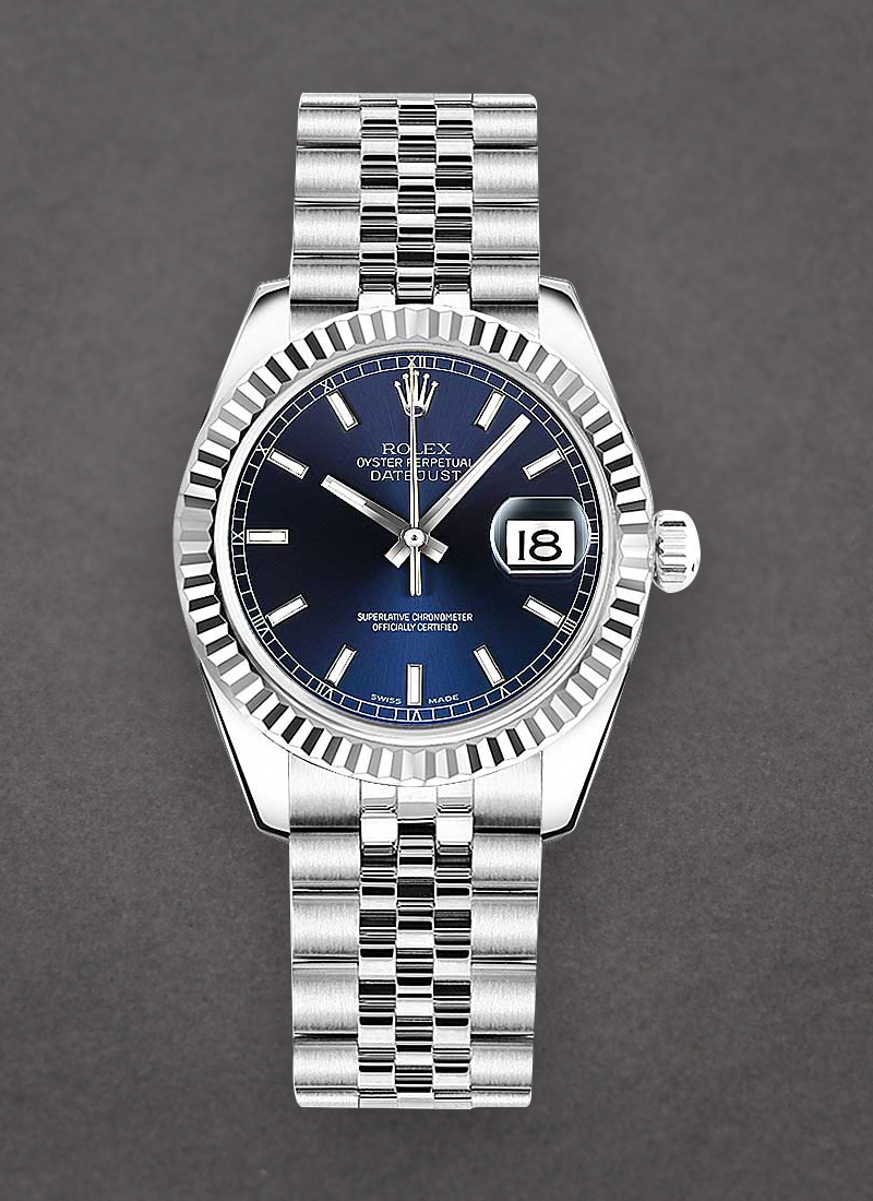 Rolex Unworn Mid Size 31mm Datejust in Steel with Fluted Bezel