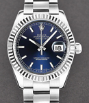 Mid Size Datejust 31mm in Steel with Fluted Bezel on Steel Oyster Bracelet with Blue Stick Dial