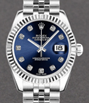 Datejust in Steel with Fluted Bezel on Steel Jubilee Bracelet with Blue Diamond Dial