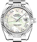 Datejust 31mm in Steel with Fluted Bezel on Bracelet with  MOP Roman Dial
