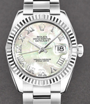 Datejust 31mm in Steel with Fluted Bezel on Bracelet with  MOP Roman Dial