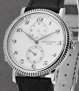5034 Travel Time 34mm in White Gold on Black Crocodile Leather Strap with Silver Arabic Dial