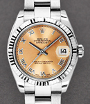 Datejust in Steel with Fluted Bezel on Steel Oyster Bracelet with Pink Roman Dial